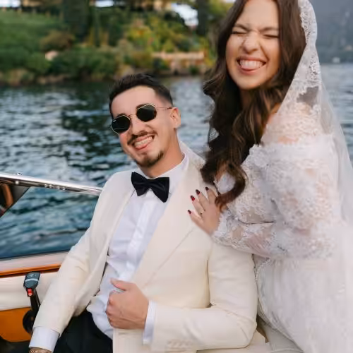Wedding photos lake como cadenazzi vintage boat